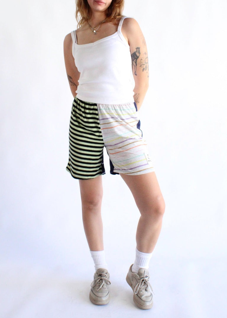 RCYCLD Striped Pieced Tee Shorts