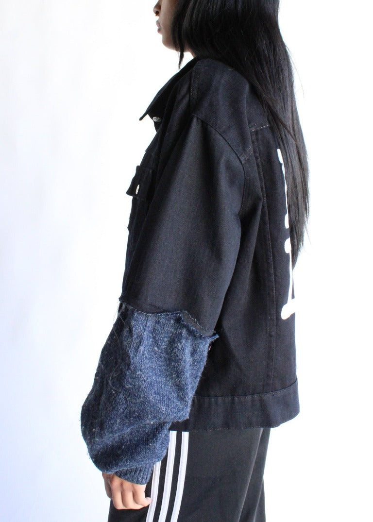 RCYCLD Love LA Knit Sleeve Denim Jacket