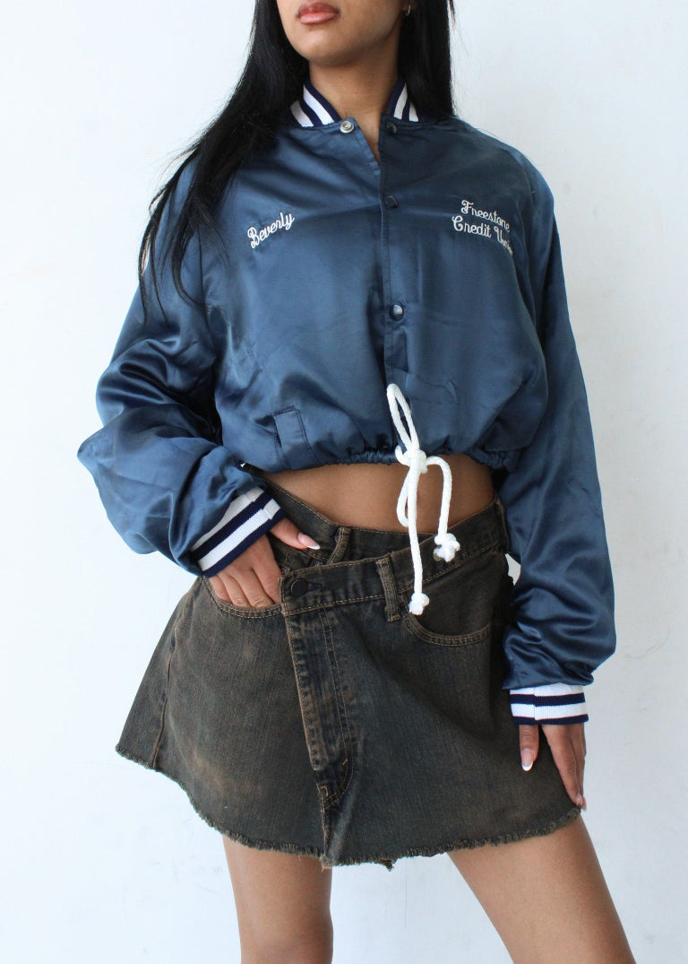 RCYCLD Cross Closure Denim Mini Skirt