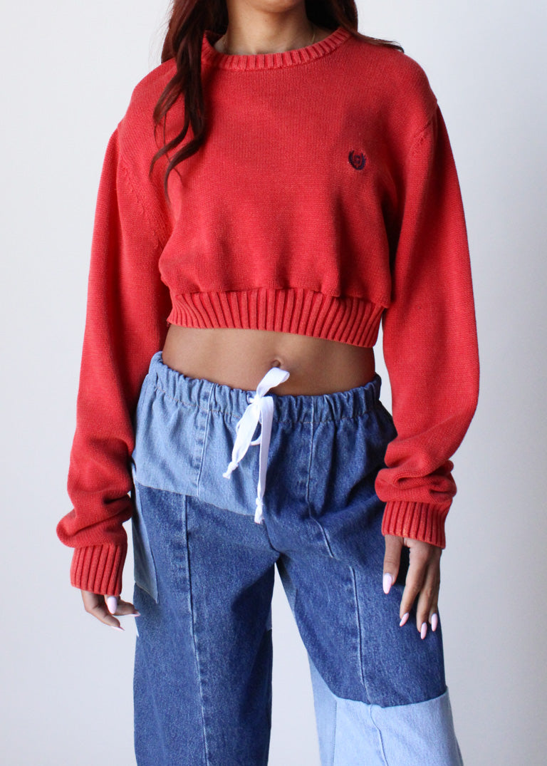 RCYCLD Acid Wash Cropped Knit Sweater - Recycled.Clothing
