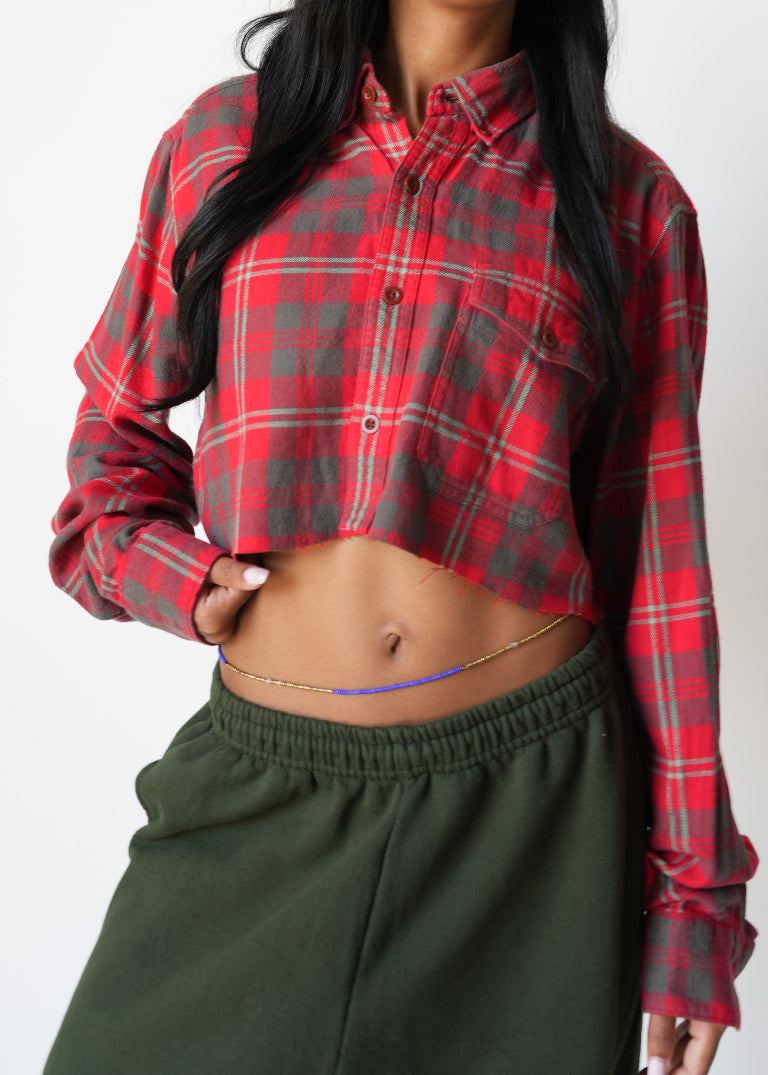 RCYCLD Cropped Flannel Shirt