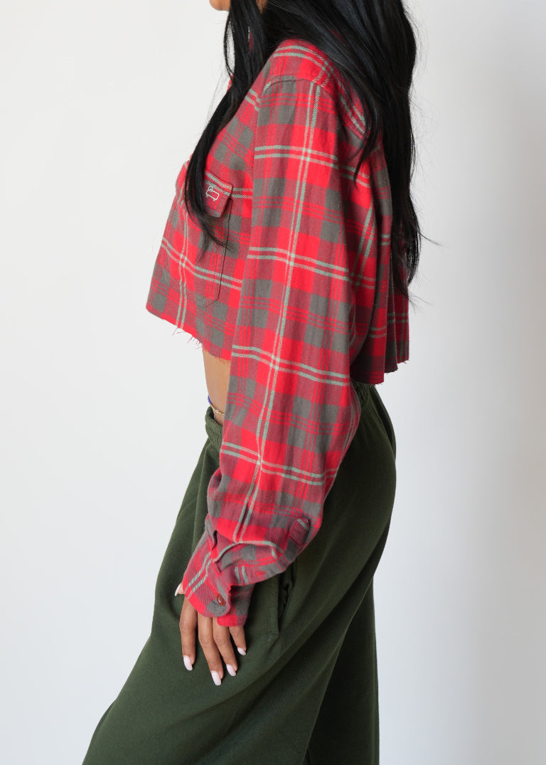 RCYCLD Cropped Flannel Shirt