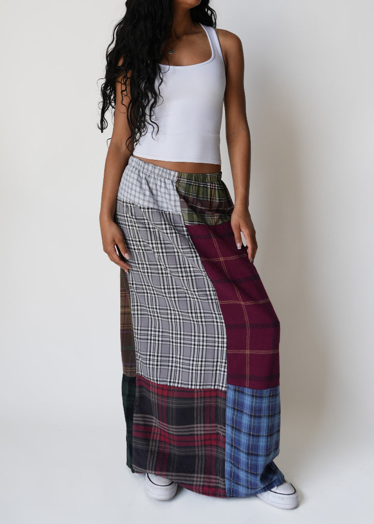 RCYCLD Flannel Pieced Maxi Skirt