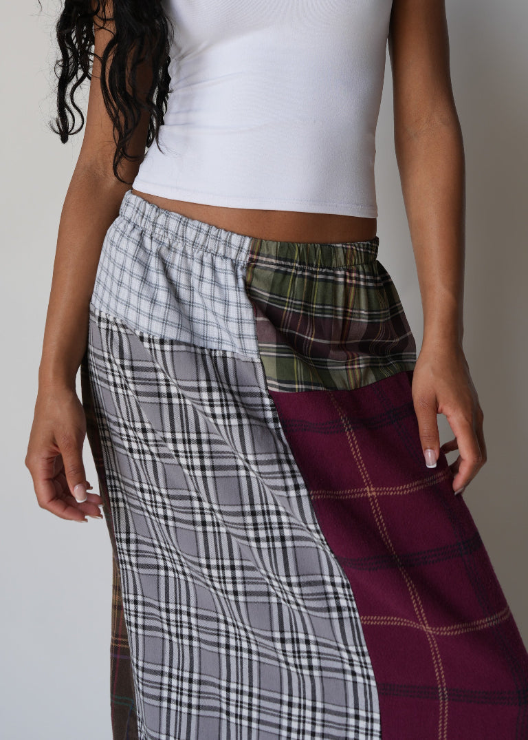 RCYCLD Flannel Pieced Maxi Skirt