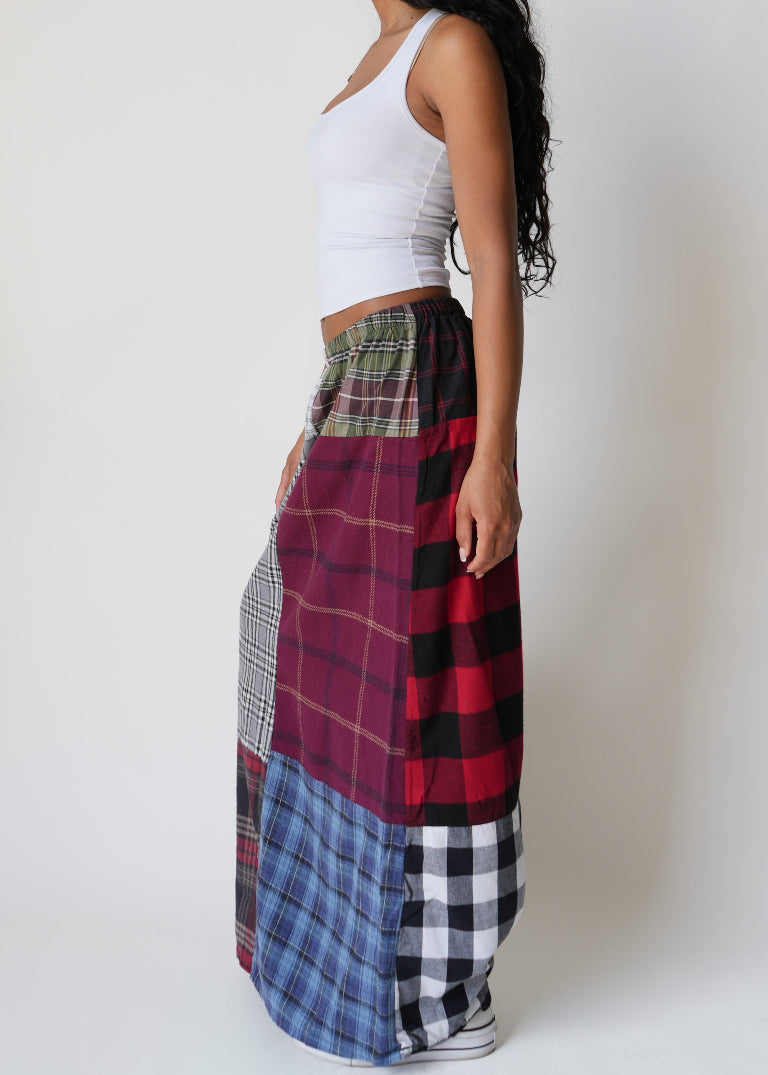 RCYCLD Flannel Pieced Maxi Skirt