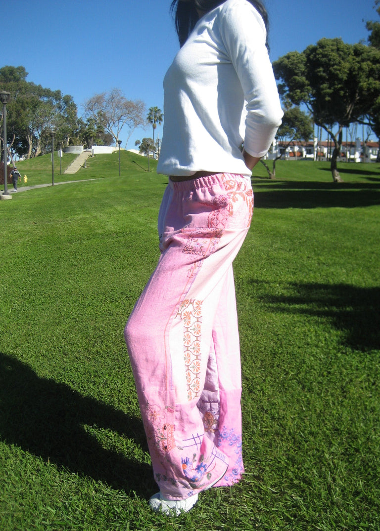 RCYCLD Over Dyed Embroidered Pieced Pant