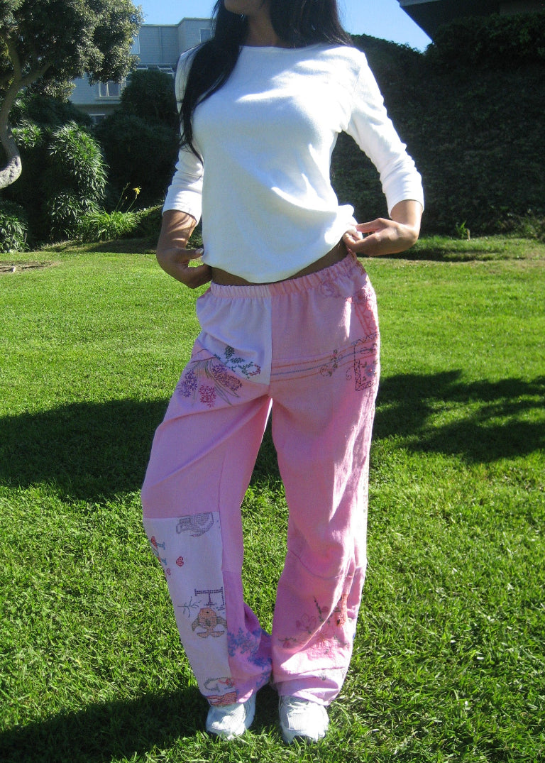 RCYCLD Over Dyed Embroidered Pieced Pant