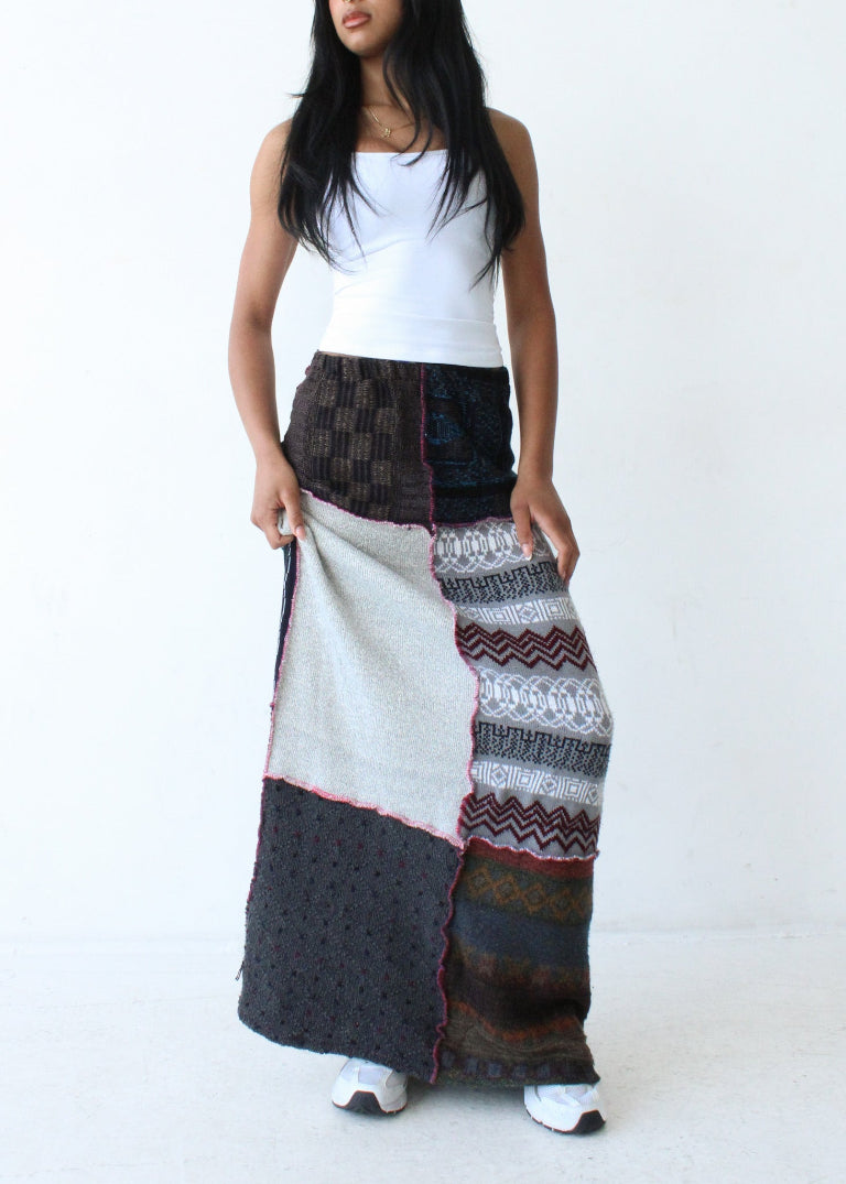 RCYCLD Knit Sweater Pieced Maxi Skirt
