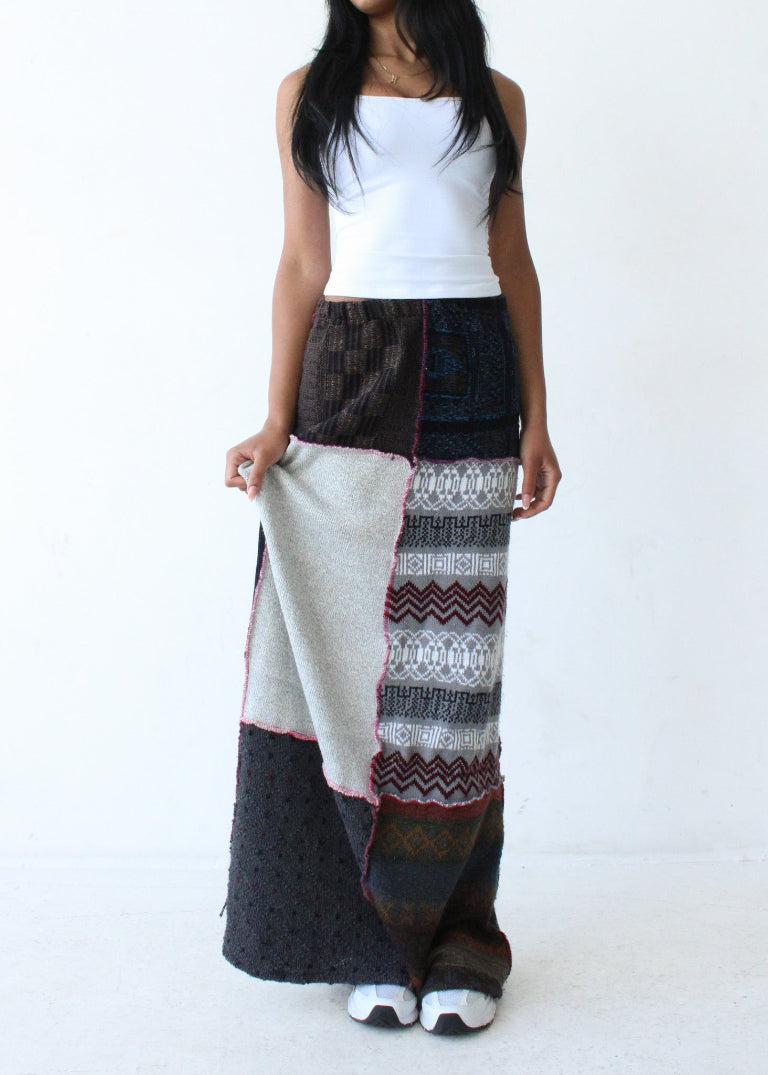 RCYCLD Knit Sweater Pieced Maxi Skirt