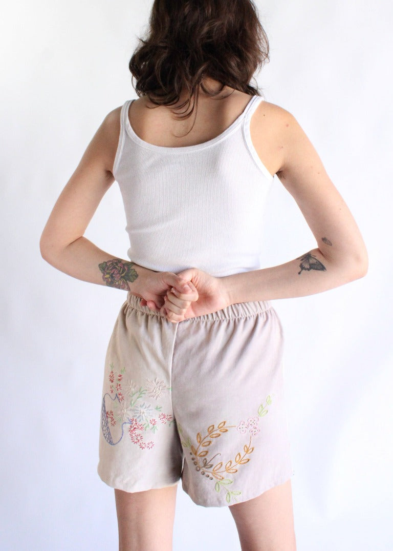 RCYCLD Embroidery Linen Shorts