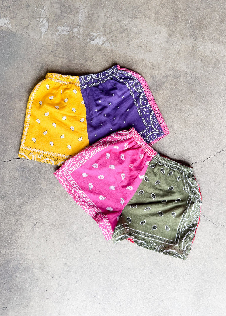 RCYCLD Bandana Pieced Shorts