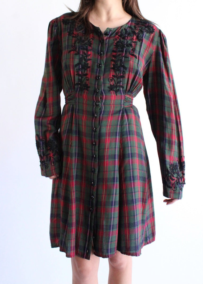 Vintage Plaid Dress D0234