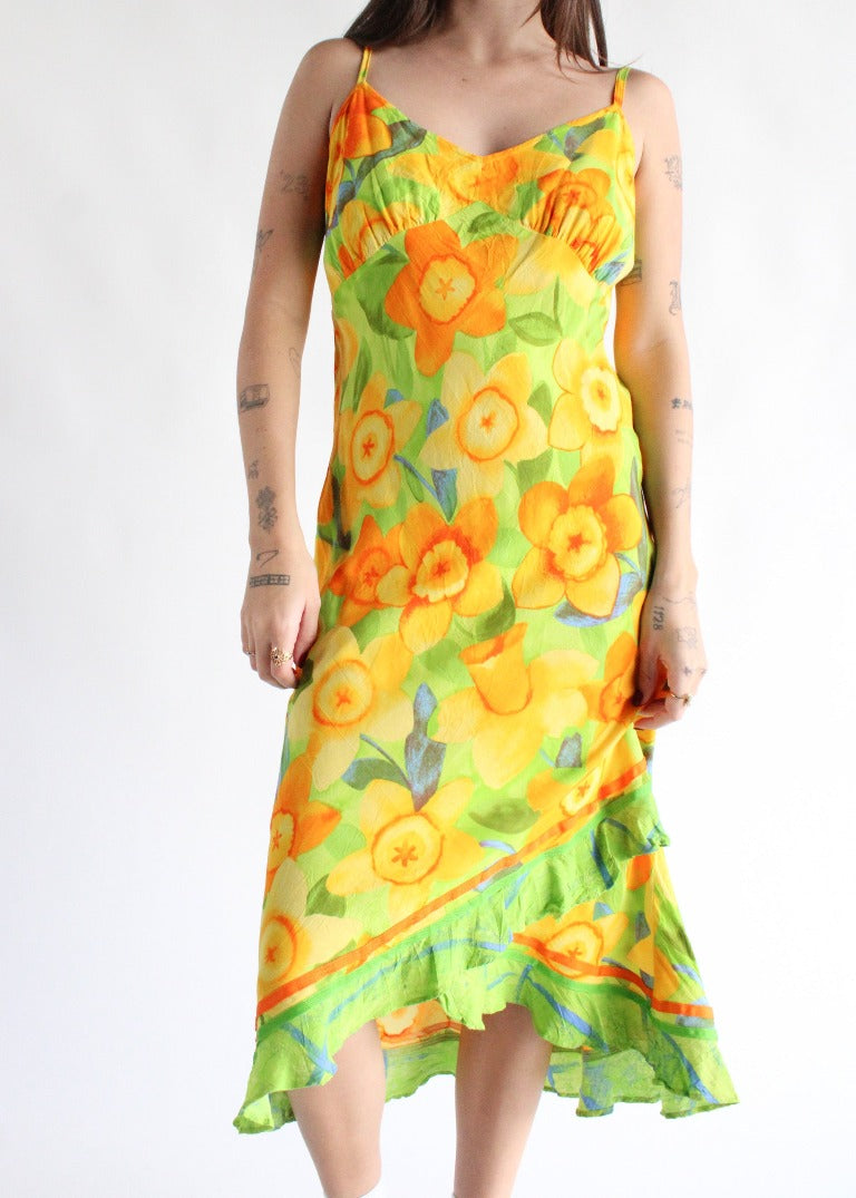 Vintage Floral Midi Dress D0464