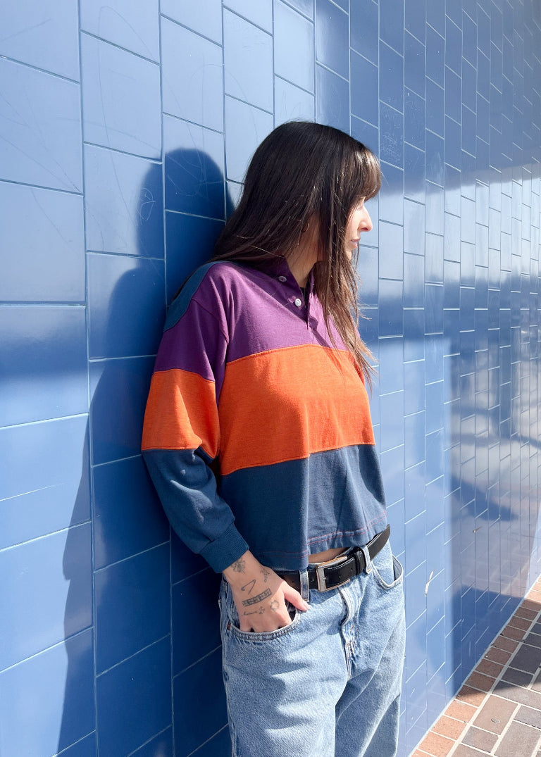 Vintage Fitted Striped Rugby Shirt