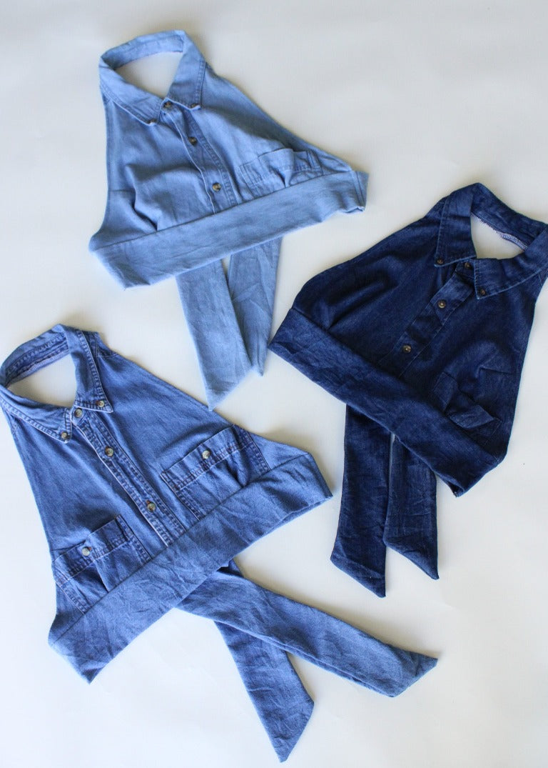 RCYCLD Denim Halter Top