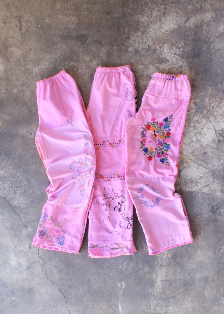 RCYCLD Over Dyed Embroidered Pieced Pant
