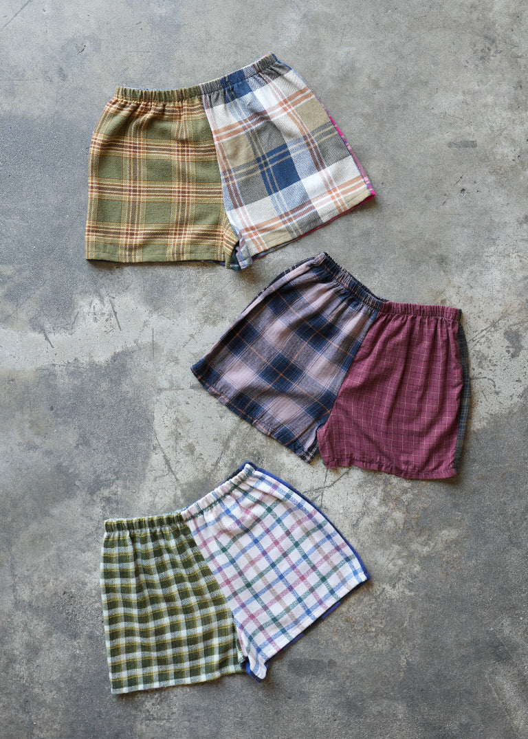 RCYCLD Flannel Pieced Shorts