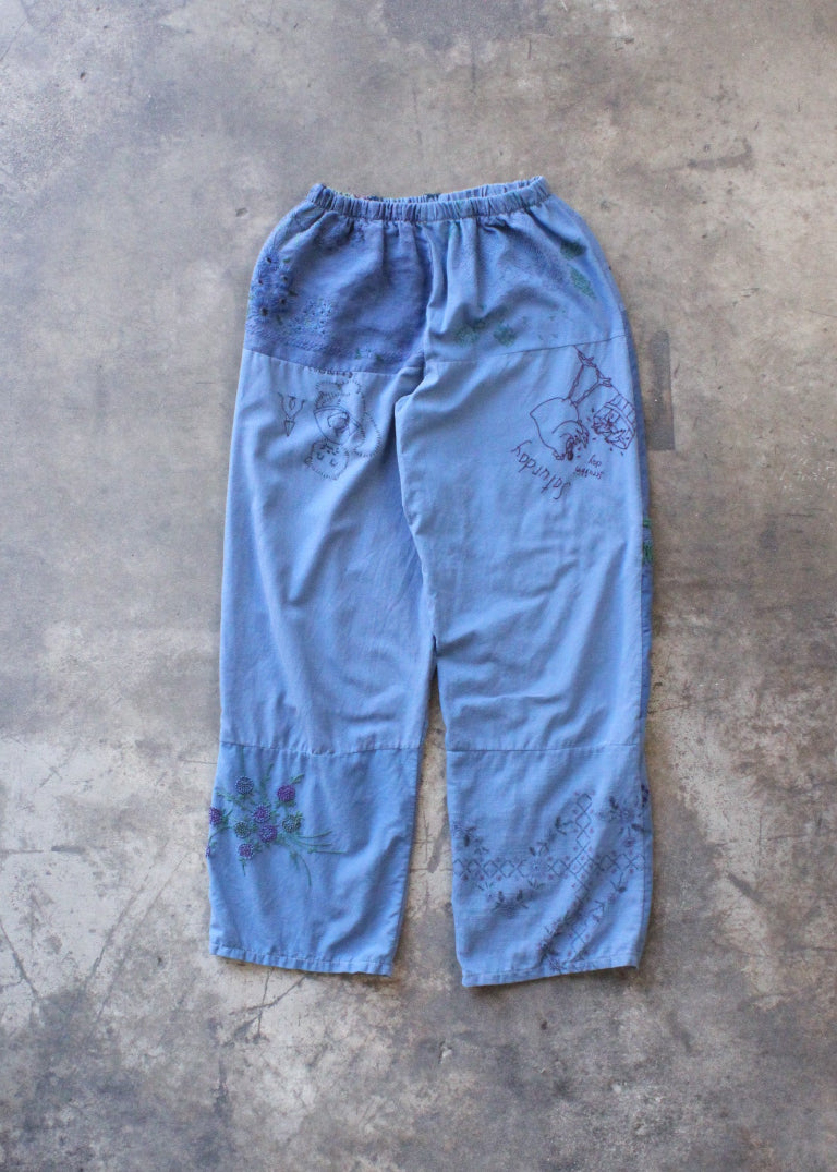 RCYCLD Over Dyed Embroidered Pieced Pant