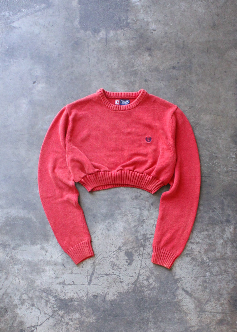 RCYCLD Acid Wash Cropped Knit Sweater