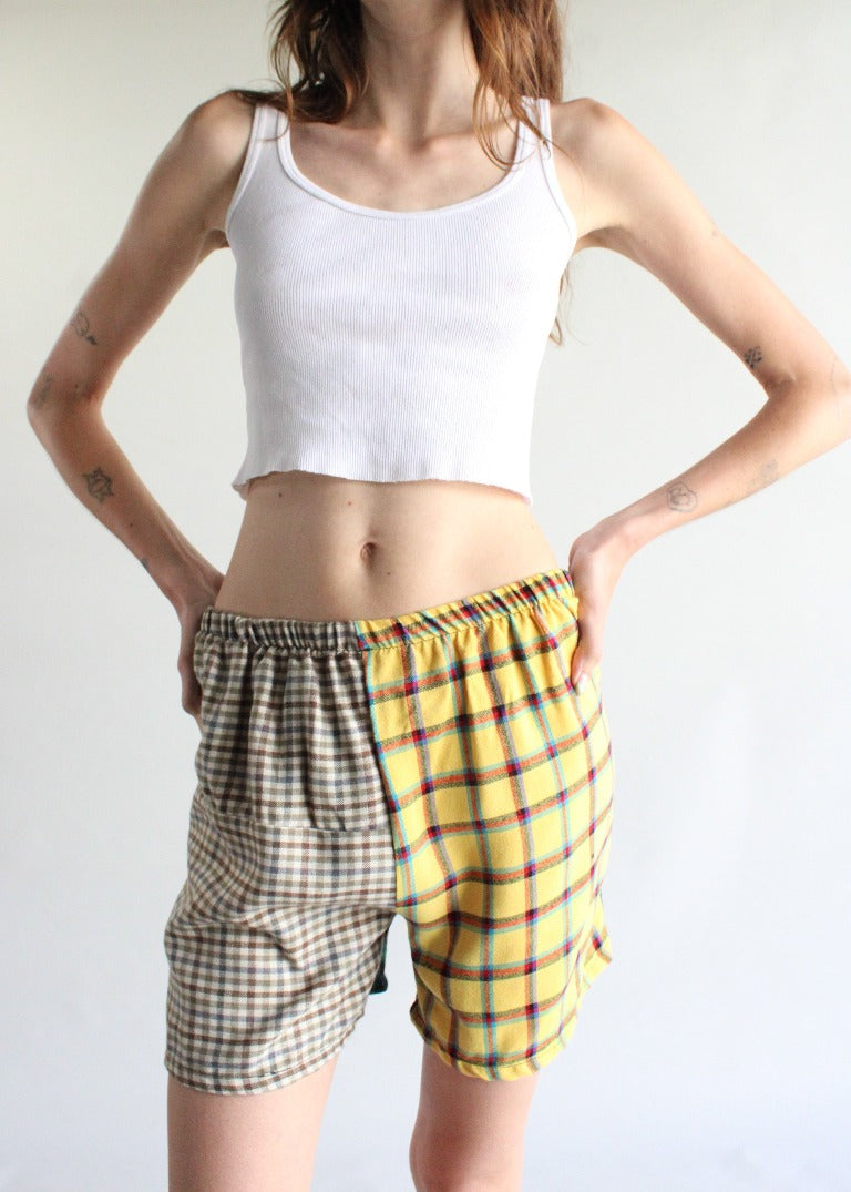 RCYCLD Flannel Pieced Shorts
