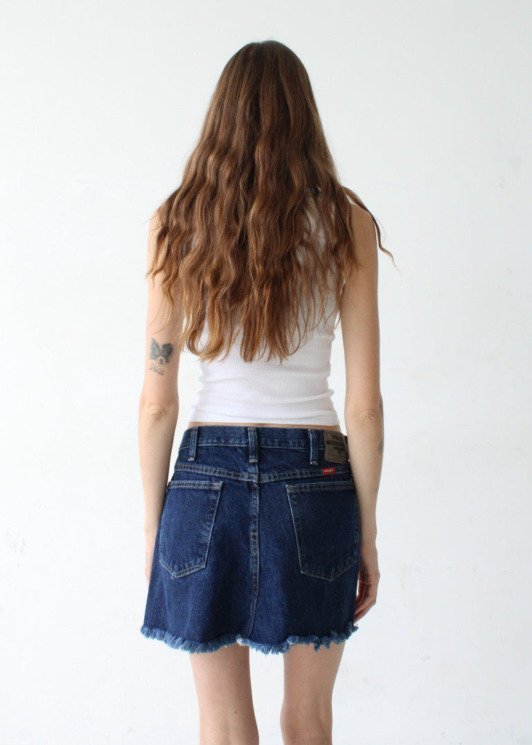 RCYCLD Cross Closure Denim Mini Skirt