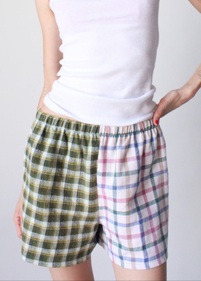 RCYCLD Flannel Pieced Shorts