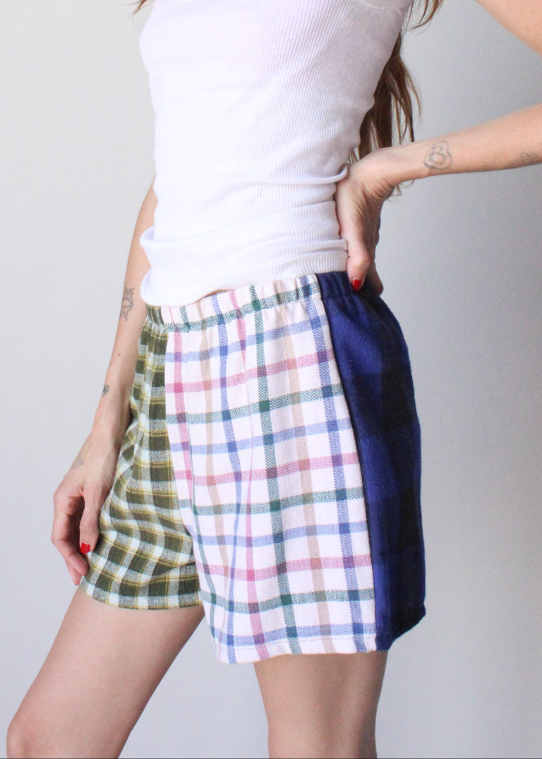 RCYCLD Flannel Pieced Shorts