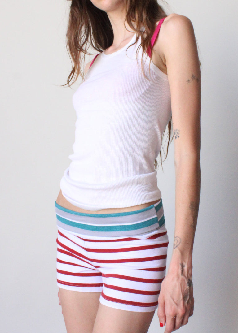 RCYCLD Fold Over Striped Micro Short