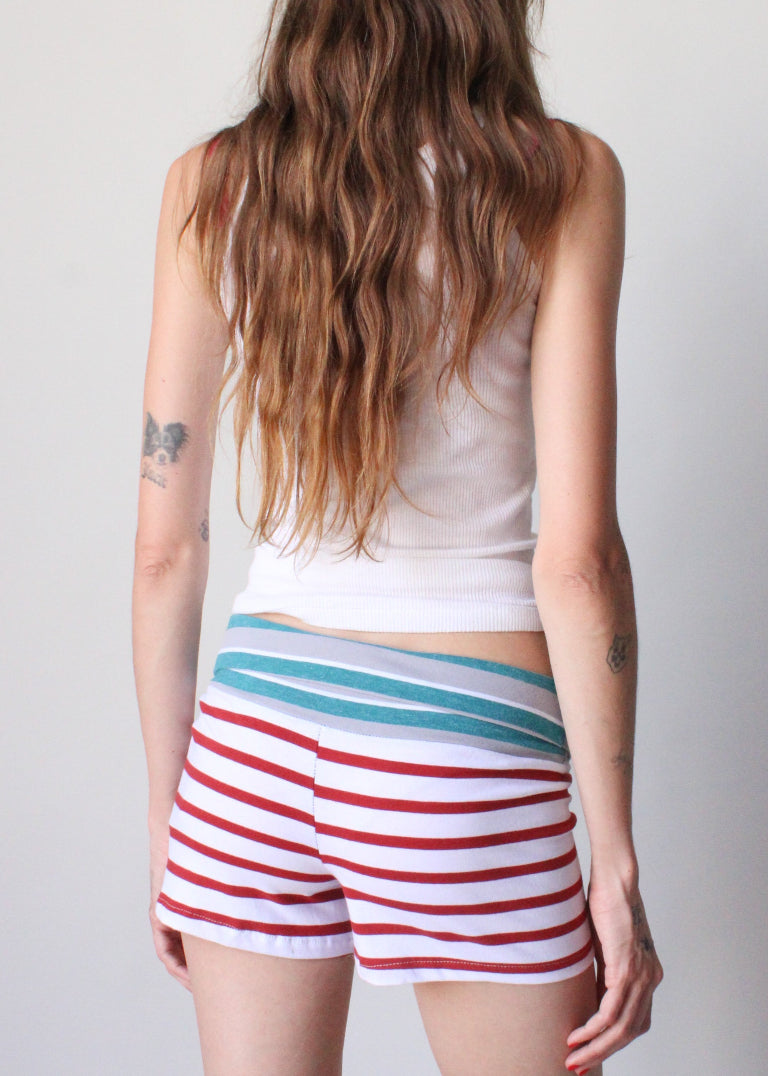RCYCLD Fold Over Striped Micro Short