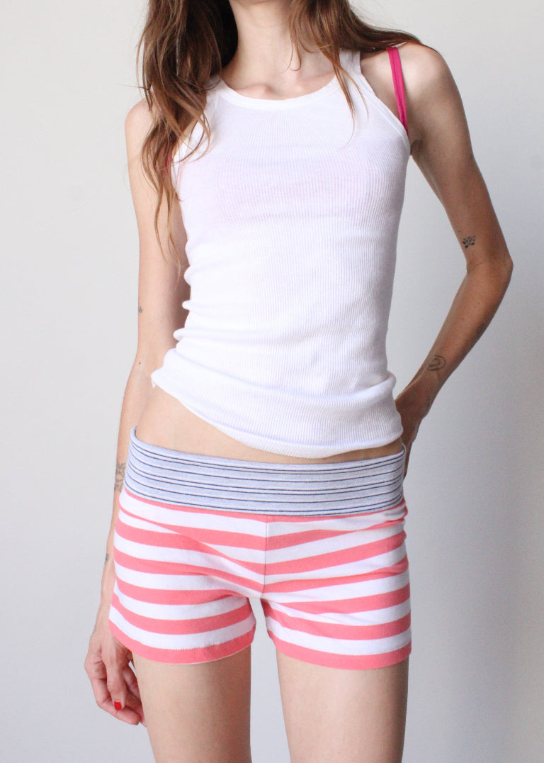 RCYCLD Fold Over Striped Micro Short