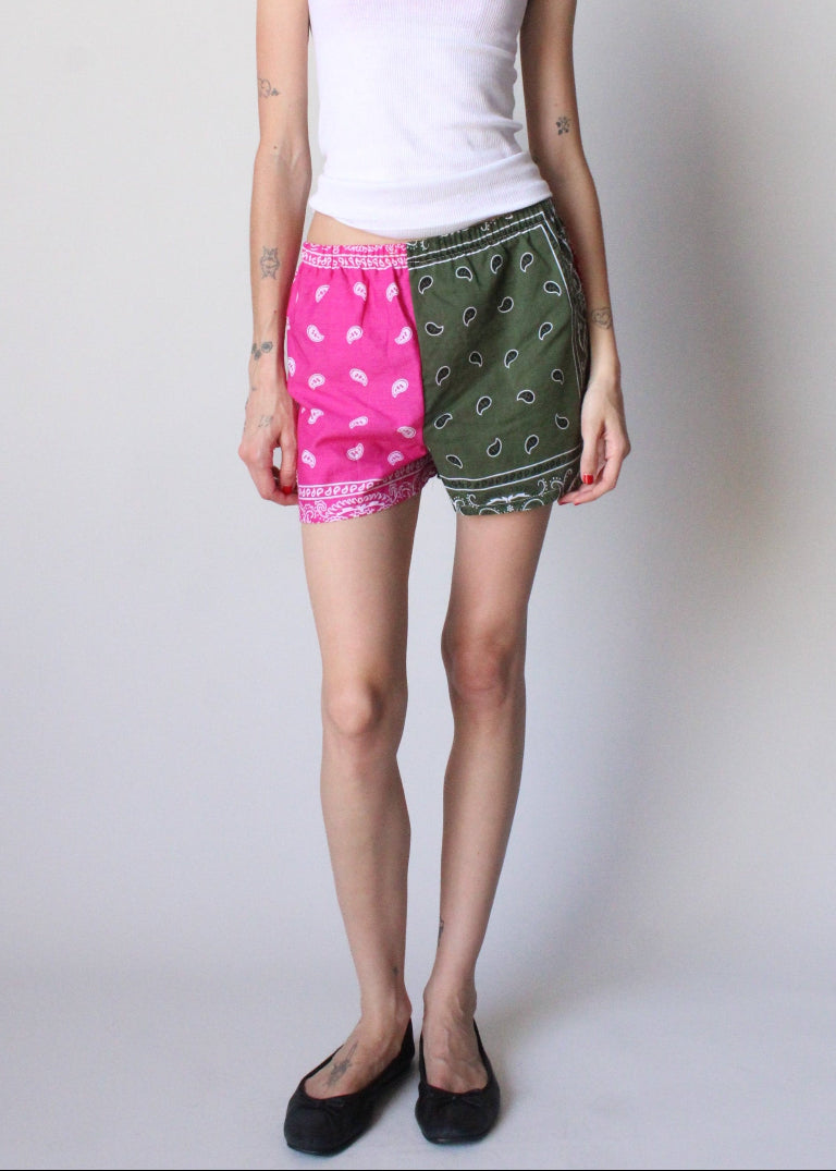 RCYCLD Bandana Pieced Shorts
