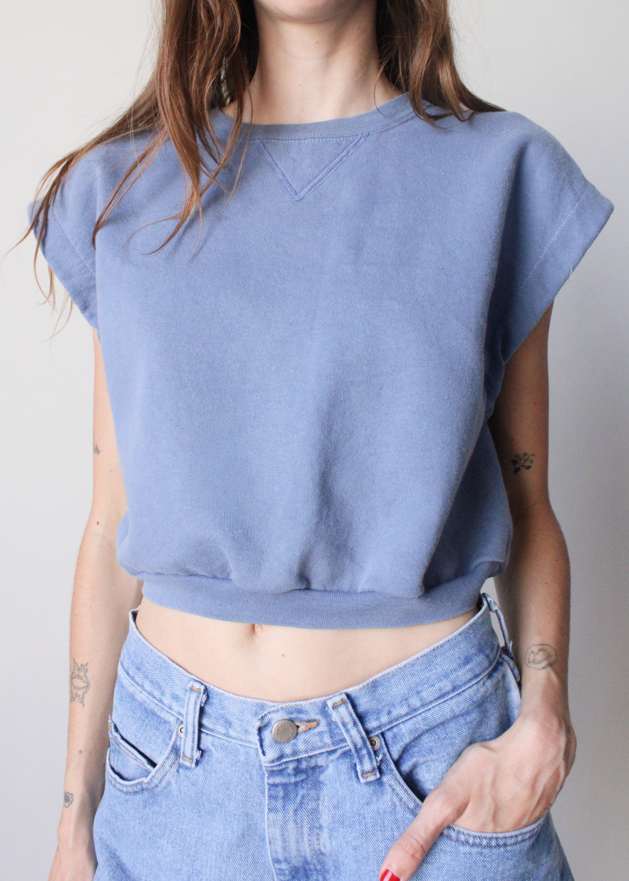 RCYCLD Cropped Muscle Sweatshirt