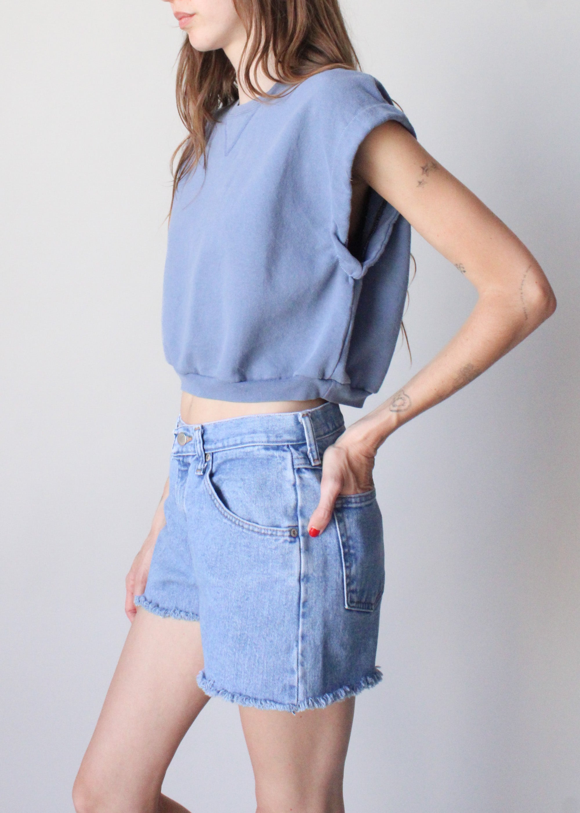 RCYCLD Cropped Muscle Sweatshirt