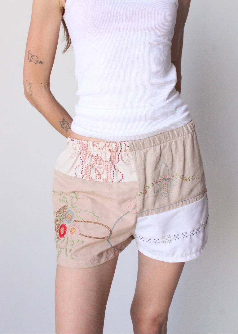 RCYCLD Embroidered Pieced Shorts