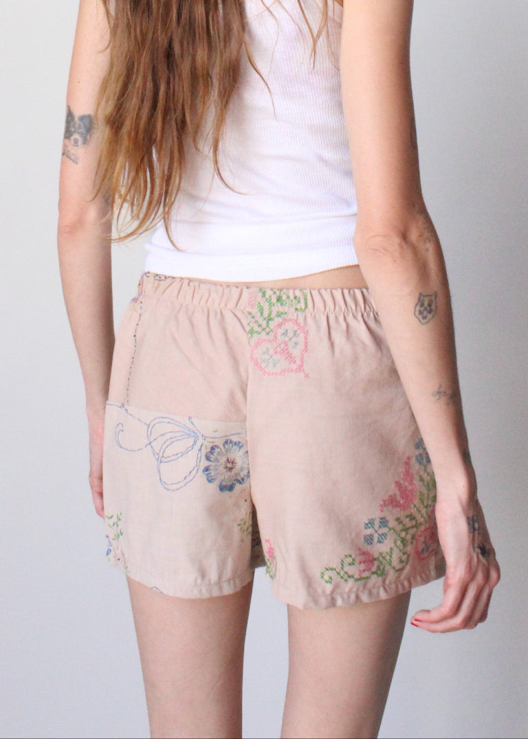 RCYCLD Embroidered Pieced Shorts
