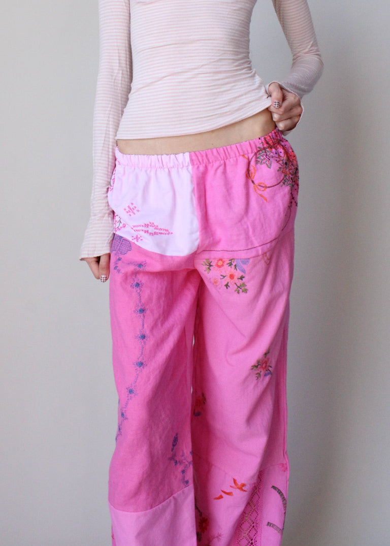 RCYCLD Over Dyed Embroidered Pieced Pant