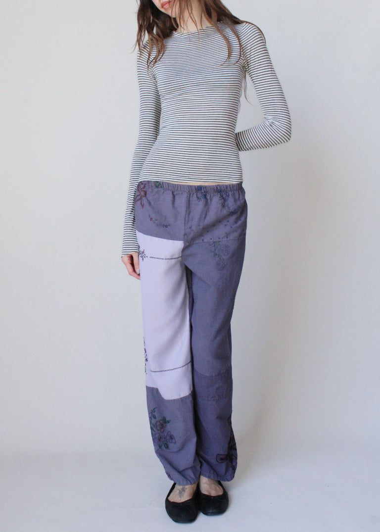 RCYCLD Over Dyed Embroidered Pieced Pant