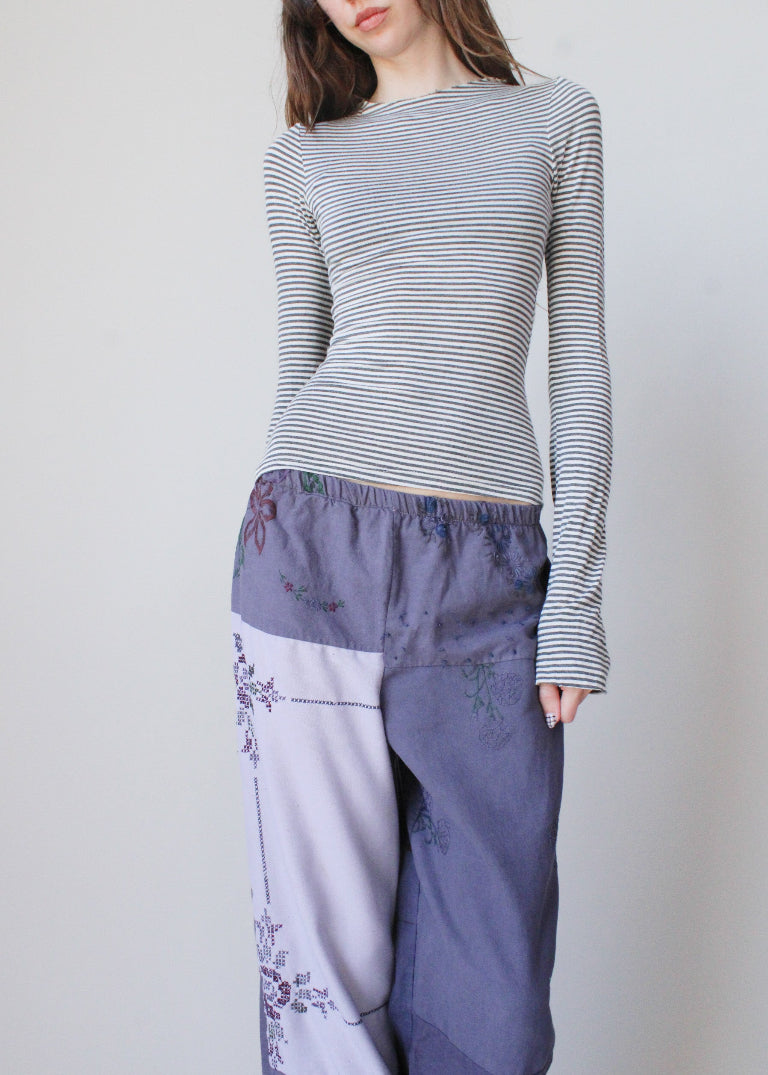 RCYCLD Over Dyed Embroidered Pieced Pant