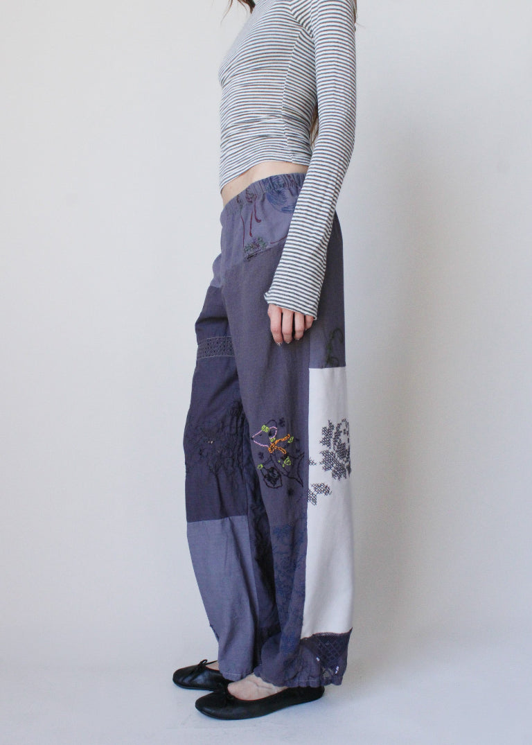 RCYCLD Over Dyed Embroidered Pieced Pant