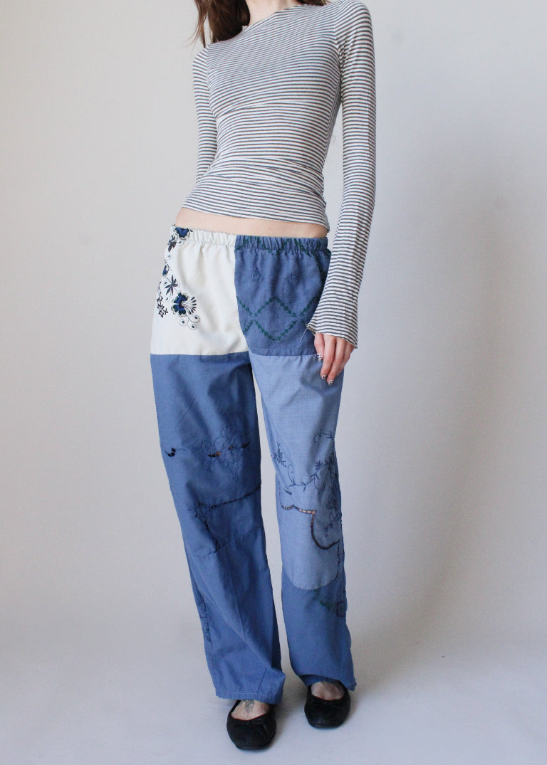 RCYCLD Over Dyed Embroidered Pieced Pant