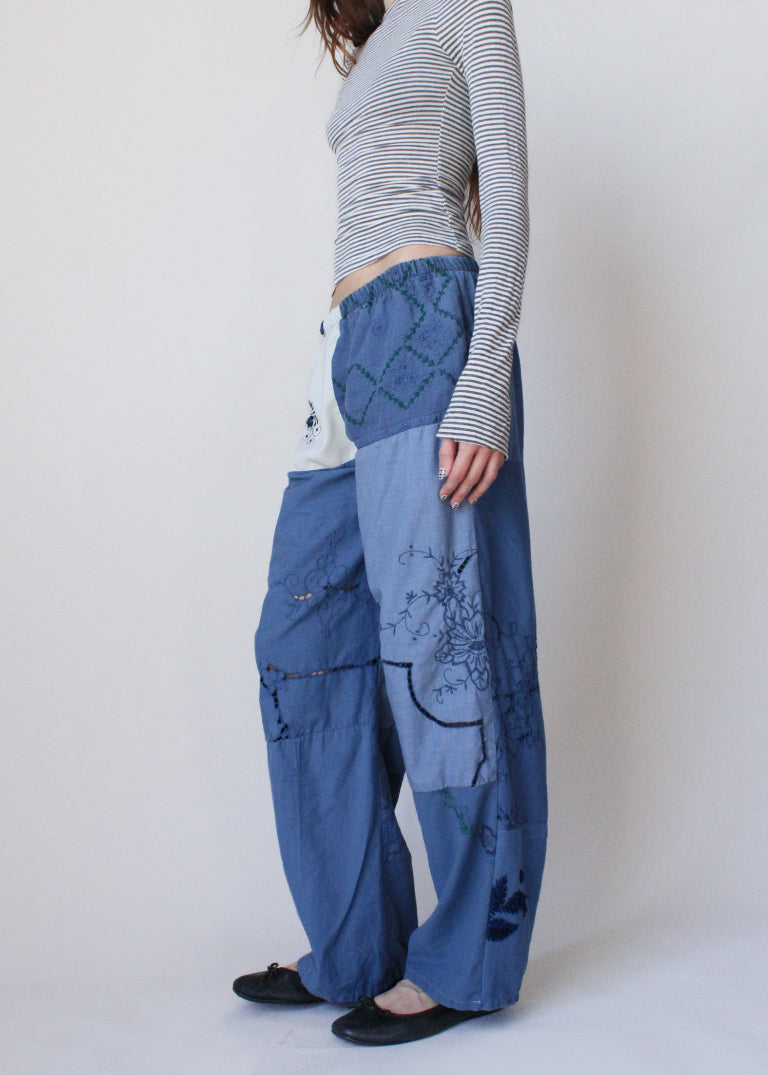 RCYCLD Over Dyed Embroidered Pieced Pant