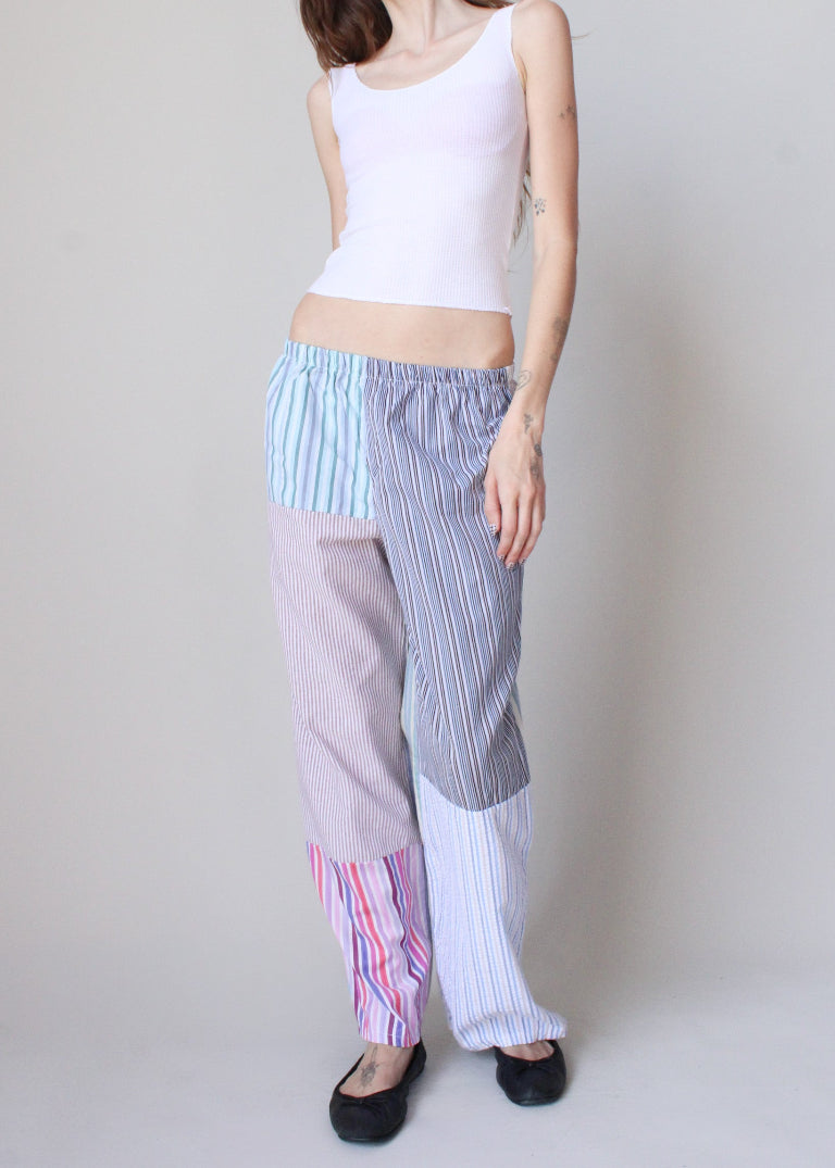 RCYCLD Striped Shirting Pieced Pant