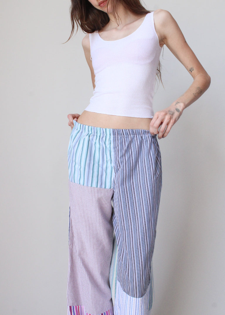 RCYCLD Striped Shirting Pieced Pant