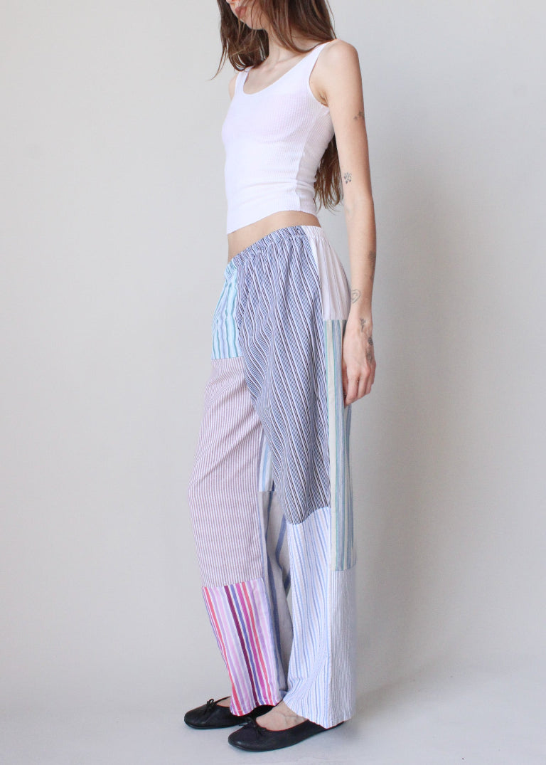 RCYCLD Striped Shirting Pieced Pant