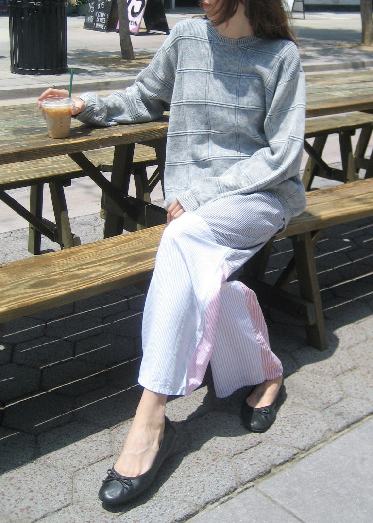 RCYCLD Striped Shirting Pieced Pant
