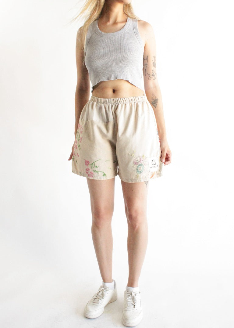 RCYCLD Embroidery Linen Shorts