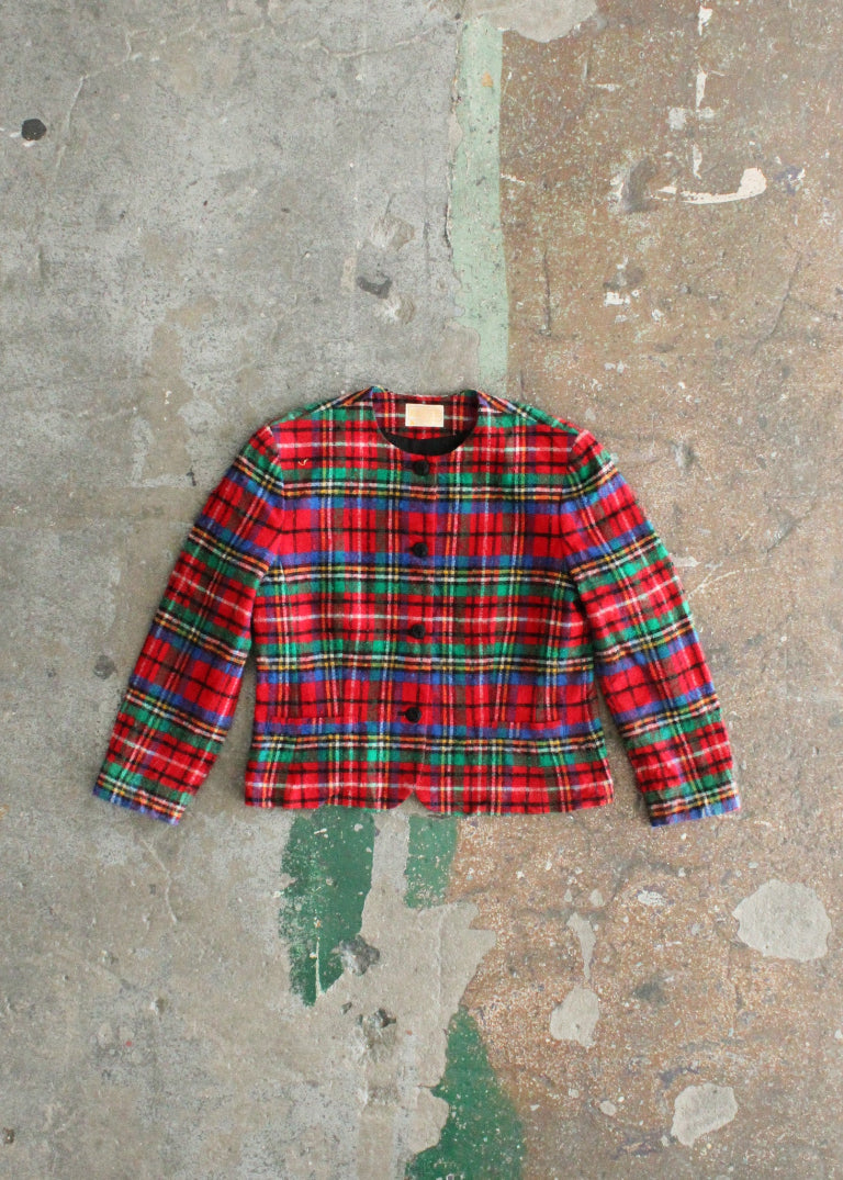 Vintage Plaid Wool Blazer