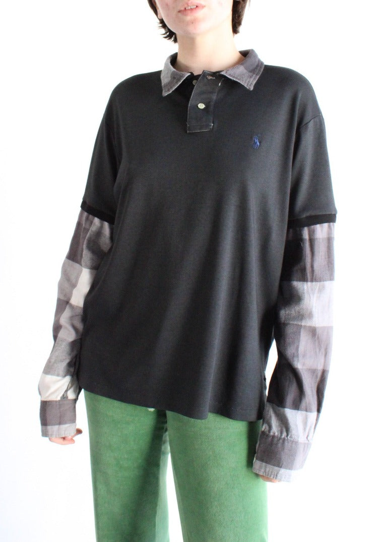 RCYCLD Flannel Trim RL Polo Shirt