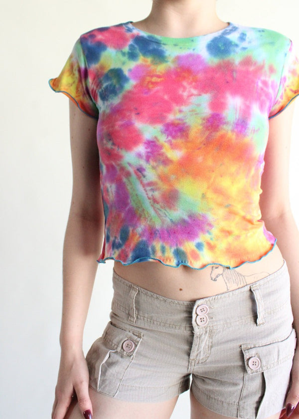 RCYCLD Lettuce Edge Tie Dye Baby Tee - Recycled.Clothing