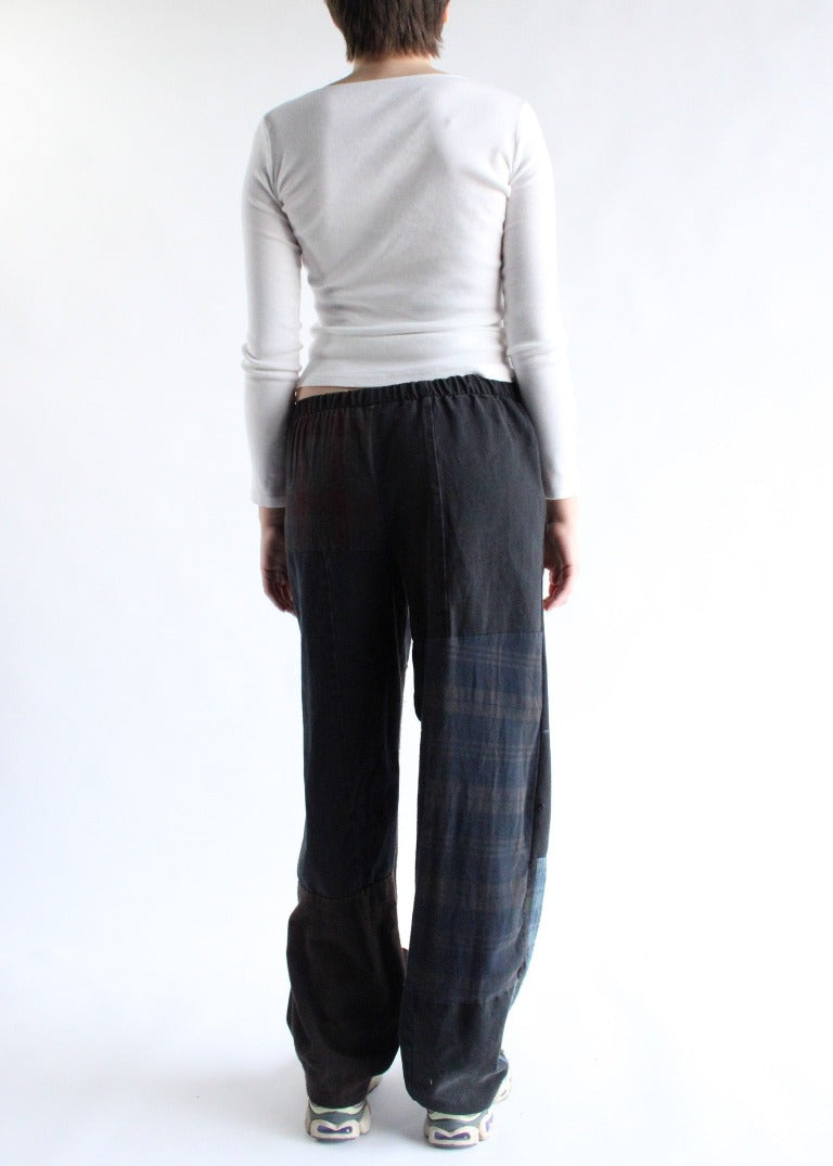 RCYCLD Flannel & Denim Combo Pieced Pants